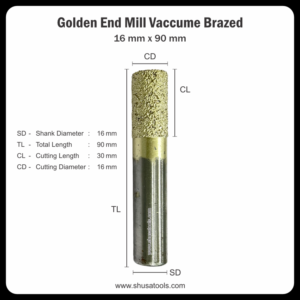 Golden End Mill Vacuum Brazed 16 mm x 90 mm