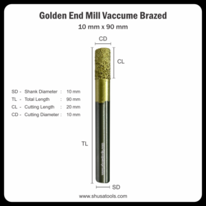 Golden End Mill Vacuum Brazed 10 mm x 90 mm