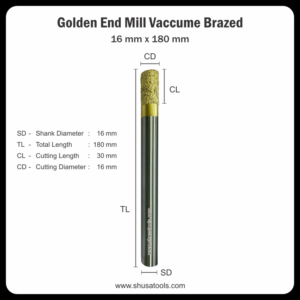 Golden End Mill Vacuum Brazed 16 mm x 180 mm