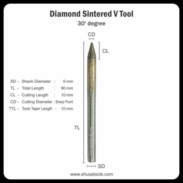 Diamond Sintered V Tools 30' Degree