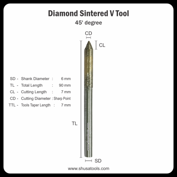 Diamond Sintered V Tools 45' Degree